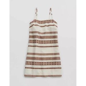 NWT's Aerie Size L Jacquard Open Back Dress Sleeveless Brown‎ White Textured